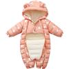BOTCAM Tuta Outwear Piumino da indossare caldo tutina da neonato imbottito con cappuccio tuta da neve cappotto cappotto giacca a mano donna argento, Colore: rosa., 0-3 Monate