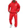 Generisch Tuta 98 tute da uomo, abbigliamento casual, comoda felpa con cappuccio con stampa a lettere, ideale per l'uso quotidiano in autunno e inverno, gilet trasparente, Colore: rosso, S