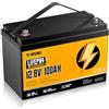 Rvpozwer Batteria al Litio 12v 100ah, Batterie Lifepo4, 1280wh Ricaricabile Batteria Litio Con 100A BMS Integrato, 18000 Cicli Profondi Per Camper, Pannelli Solari, Caravan, Sistemi Off Grid et Golf Cart
