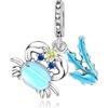 Amuefer Granchi e Alghe Charms per Bracciali, Ciondolo in Argento 925 con Zirconia Cubica per Festa della Mamma Compleanno Natale Gioielli Regali per Donne