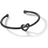 U7 Bracciale Donna Rigido Aperto con Nodo di Cuore Loveknot Braccialetto Semplice Placcato Nero Regalo per Donne Ragazze Amiche