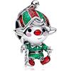 MSPOVOF Elfo natalizio Charm 925 Sterling Silver ciondolo Natale Compleanni regalo per le donne