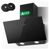 TopStrong Cappa aspirante 60 cm, Classe A+++ Cappa Cucina Inclinata 60cm con Filtro a Carboni, 400 m³/h, Ricircolo & Canalizzazione, 3 Livelli di Regolazione + Booster, 58 dB, LED, Nero