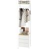 YMYNY Appendiabiti con cassetto in tessuto non tessuto, organizer alto autoportante, per camera da letto, soggiorno, ingresso, 39 × 29 × 179 cm, colore legno & bianco HGR001R
