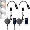 YNDD 2 pezzi 3W Applique da Parete interno, Lampada da Lettura Muro Dimmerabile Touch con Porta di Ricarica USB, 3000K-6000K LED Luce da Letto Flessibile a Collo di Cigno Illuminazione Comodino, Nero