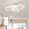 Tnight Plafoniera LED Soffitto,4 Anelli Ø52cm 48W Acrilico Dimmerabile Lampadari Moderni led con Telecomando App,2700K-7000K,4400LM Lampadario per Soggiorno Camera da Letto Cucina Ufficio