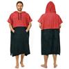 Zingtto Poncho da surf, accappatoio extra large, spesso, per uomo e donna, con tasca per cappuccio, per spiaggia, nuoto, 119,4 x 94 cm, nero corallo rosso