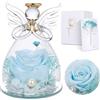 Touloube Regali per la Festa Della Mamma per le Donne, Nonna, Rosa Eterna con Angelo di Vetro,Rosa Stabilizzata Vera Regalo Mamma, Statuette Angeli in Vetro con Fiori Eterni, Angeli Custodi per Lei