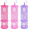 LIVEHITOP Rete Organizer Portaoggetti 3 Pezzi Set, Pieghevole Spazio Salva Portaoggetti da Appendere Mesh Conservazione per Giocattoli, Teddy, Piccoli Vestiti (Pink, Rosa, Viola)
