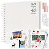 Boic Album Fotografico 30x30cm Spirale Scrapbook, Fai da Te Album Foto 80 Pagine Guestbook, Regali Nozze Natale Valentino Regalo di Anniversario Compleanno (Bianco)