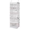 BrilliantJo Organizer Armadio, Portattuto da Appendere con 5 Scomparti con 6 Tasche Laterali a Rete per Vestiti, con 2 Ganci Organizzatore Armadio da 30 x 30 x 108 cm, Modello Bianco