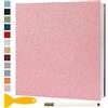 Semfalbuums Album Fotografico Autoadesivo 28x27 CM in Lino Album Portafoto Personalizzabile Scrapbook Photo Album Fotolibro Ricordi Nascita Matrimonio Journal Travel Guest Book, 40 Pagine Rosa