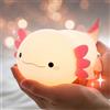 Sunolkie Lampada Notte Bambini Axolotl, Luce Notturna Dinosaurino in Silicone Morbido, Timer 20 Min, USB Ricaricabile, Compleanno e Decorazione Cameretta
