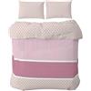 HOME ZEN HOUSEHOLD LINEN set completo lenzuola sopra lenzuolo sotto angoli e federe in tessuto di flanella anti reumatismi di poliestere e cotone (singolo, pois rosa)
