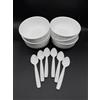 Kimmel Set di 6 ciotole da zuppa, bianco, con cucchiaio, piatto, zuppa, ciotola con cucchiaio, stoviglie da picnic riutilizzabili