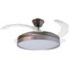 DRW Ventilatore da soffitto con luce e 3 pale retrattili in metallo e acrilico in argento opaco Zenith 53x106x106 cm