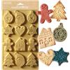 Scrapcooking - Stampo in silicone per biscotti natalizi - Gingerman, Babbo Natale, stella - Pasticceria - Oro - 2987