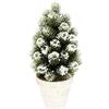 Flair Flower - Mini Albero di Natale Artificiale con Neve in Vaso in Ceramica innevata, Albero di Natale, Decorazione Natalizia Piccola, 13 x 13 x 27 cm, Colore: Verde/Bianco