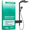 hansgrohe Raindance Alive Q - Colonna doccia con miscelatore termostatico, Sistema doccia con rubinetto, doccetta (3 getti incl. PowderRain), tubo, asta e soffione doccia, nero opaco, 24580670