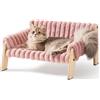MEWOOFUN Divano letto per gatti e gattini di taglia grande, in legno robusto, cuccia per cani di piccola taglia (rosa, M)