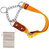 AVANZONA Martingale Collare Semistrozzo per Cani con Catena e Pelle. Addestramento. L. Arancia & Cognac