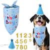 BOXOB Set di Bandane per Compleanno Cani, Accessori Feste Compleanno Cani Maschi, con Cappello Regolabile e Numeri Glitterati Sciarpa Riutilizzabile Accessori per Abbigliamento Animali Domestici (Blu)
