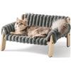 MEWOOFUN Divano letto per gatti e gattini di taglia grande, in legno robusto, cuccia per cani di piccola taglia (grigio, M)