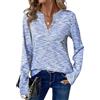 EIRUKON Maglia Donna Manica Lunga Waffle Maglie da Donna Elegante Scollo a V Camicia Casual Leggero Pullover Moda Autunno Inverno Maglietta,Blu,S