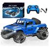 BORSTOYPRO Auto anfibia telecomandata, 1:16 Giocattoli di camion mostro impermeabili RC con zaino, veicolo per acrobazie fuoristrada con rotazione a 360° con luce LED per bambini