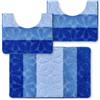 CASAbella Tappeto da Bagno Antiscivolo in Microfibra, tappeto singolo o Set da 3 Pezzi, Colori Brillanti, fondo in gomma antiscivolo. Mod. ENEA (Blu, set (50X80 + 2PZ. 50X40))