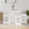 Tidyard Set 5 pz da Bar da Cucina Moderno in Legno Massello di Pino,Bianco,Set Tavolo e Sedie da Bar Legno,Set Tavolo e Sedie da Cucina Legno,Set Tavolo Quadrato e 4 Sgabelli da Bar da Sala da Pranzo