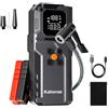 KATOROE Avviatore Batteria Auto con Compressore 150PSI 4000A, Booster Avviamento Auto/Moto 12V (per 9.0L Gas/8.0L Diesel), Jump Starter Portatile con Display Digitale e Luce LED