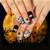 Ceboic 24 Pezzi Halloween French Unghie Finte, Corte Quadrate Press on Nails, Acrilico Copertura Completa Unghie Adesive, Kit per Manicure con design a Spider Web per Donne e Ragazze - Occhi al Buio