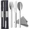 WMF My2Go Posate portatili da viaggio per 1 persona, 8 pezzi con custodia portaposate, cannuccia e spazzola per pulizia, acciaio inox, idea regalo, riutilizzabili