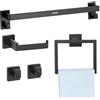 VEVOR Set di Portasciugamani da Bagno 5 pezzi con Barra Portasciugamani Lunghezza 595mm Anello Quadrato Porta Asciugamano in Acciaio Inox 201, Kit Ferramenta per Bagno, Montaggio a Parete