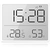 WIYETY Sveglia digitale: piccola sveglia da viaggio, orologio digitale con temperatura e umidità, 12/24 ore ℃/℉, sveglia magnetica da parete per casa, cucina, bagno (bianco)