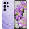 OUKITEL C2 Smartphone 16(4+12) GB RAM + 128GB ROM/TF 1TB, Android 14 6,52" HD Telefono Cellulare 5000nAh 13MP+5MP Camera Telefono Dual SIM 4G Cellulari e Smartphone/Face ID/3.5mm Jack/Viola