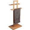 Bakaji Porta Asciugamani Da Terra a Piantana in Legno di Bambu' Portasciugamani Bagno Base Rettangolare Colore Bamboo Naturale (40 x 25 x 85 cm)