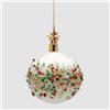 EDG Enzo De Gasperi Addobbo Pallina Sfera di Natale Mille Perle 10cm Bianco
