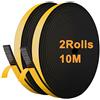 JEMESI Striscia di Gomma 12mm(W)*6mm(H)*10m(L), Finestrini Prova di collisione e Isolamento Acustico Strisce Adesive per Fessure e Fessure (Nero)