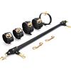 SuperLove Luxury Leather Spreader Bar with Leather Cuffs & Collar Black