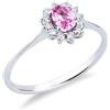 Gioielli di Valenza Anello in oro bianco 750 con zaffiro rosa e diamanti