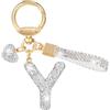 MWOOT Cristalli Lettera Portachiavi, Carini Keyring Ciondoli con Nome, Iniziale Anelli Portachiavi Donna, Casa Nuova Accessori Macchina Auto Keychain Regalo Amica Compleanno(Y)