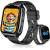 Kesasohe 4G Smartwatch Bambini, Orologio Smartwatch Bambini con GPS HD Videochiamate Chiamate, Orologio GPS Bambino Telefono IP68 Impermeabile Allarme Cronometro Sveglia Giochi Modalità Classe Ragazzo Ragazza