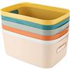 ASelected 6 scatole portaoggetti in plastica, diversi colori, 24 x 16 x 9 cm, scatole portaoggetti per cucina, armadio, ufficio, bagno, giocattoli, contenitori aperti per la casa, durevoli, con manici