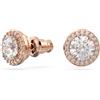 SWAROVSKI ORECCHINI A LOBO UNA ANGELIC , TAGLIO TONDO, PAVE PLACCATO ORO ROSA