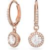 SWAROVSKI ORECCHINI PENDENTI CONSTELLA, TAGLIO TONDO, PAVE PLACCATO ORO ROSA