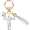 MWOOT Cristalli Lettera Portachiavi, Carini Keyring Ciondoli con Nome, Iniziale Anelli Portachiavi Donna, Casa Nuova Accessori Macchina Auto Keychain Regalo Amica Compleanno(T)