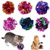 PYEUIFT 6 Pezzi Palline scintillanti per gatti, Palla increspata per gatti, palline colorate per gatti, giocattolo per interni, palla interattiva, grande palla giocattolo per gatti, 6 cm
