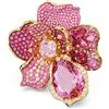SWAROVSKI ANELLO COCKTAIL FLORERE, FIORE ROSA GRANDE, PLACCATO ORO GIALLO 58